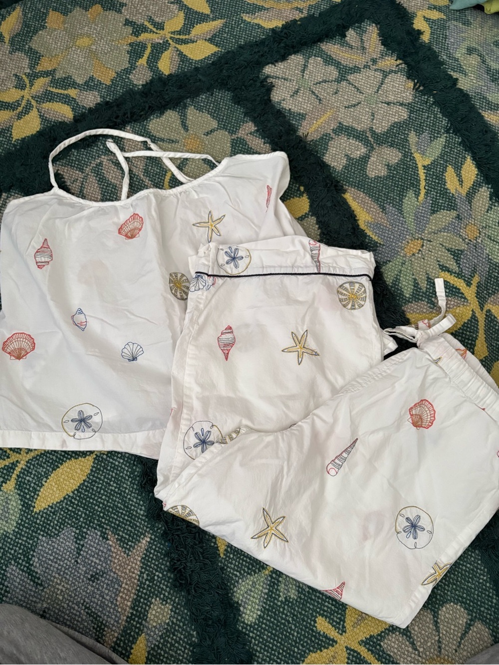 Printfresh Embroidered Seashell Pajama Set size S